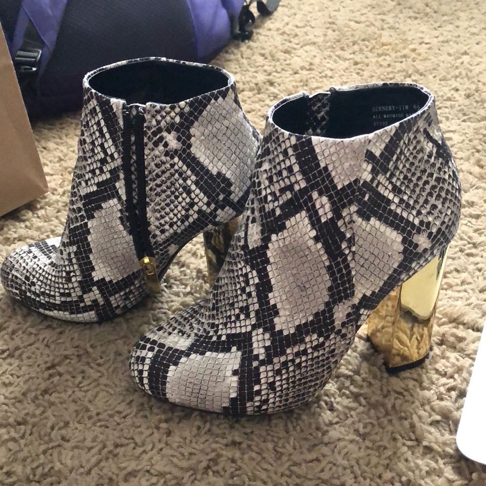 Snake skin ankle boots